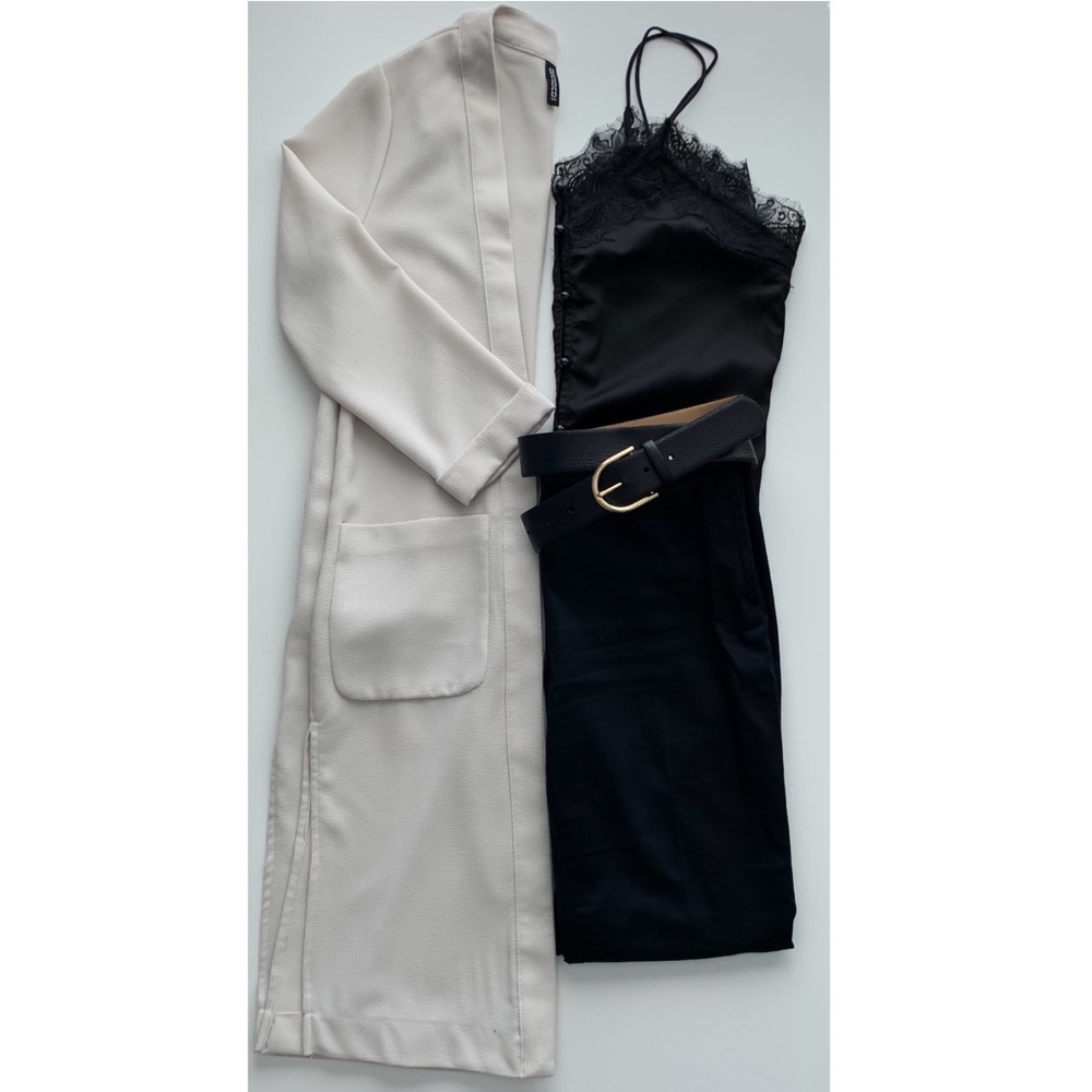 Lightweight Long Cardigan Blazer H&M Cream Beige